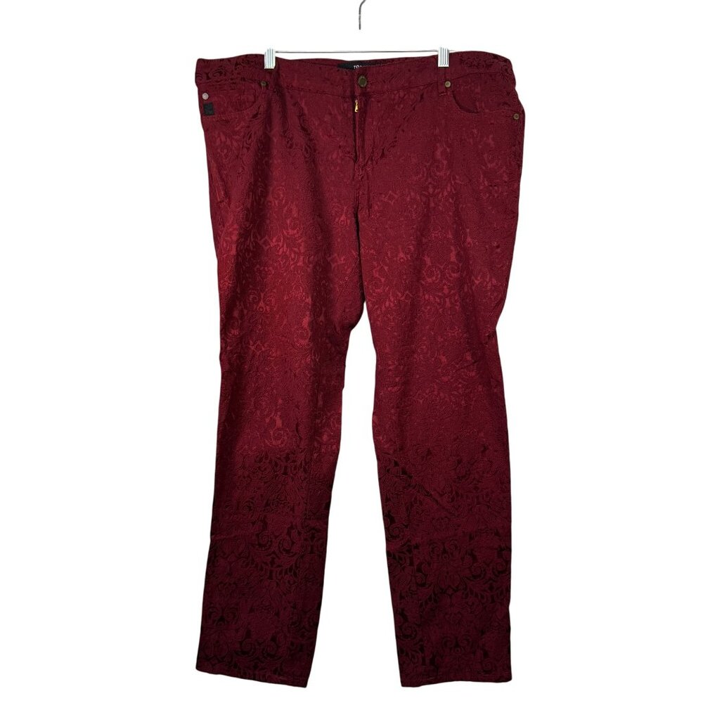 Torrid Womens Size 20 Red Brocade Skinny Jeans Holiday Classy